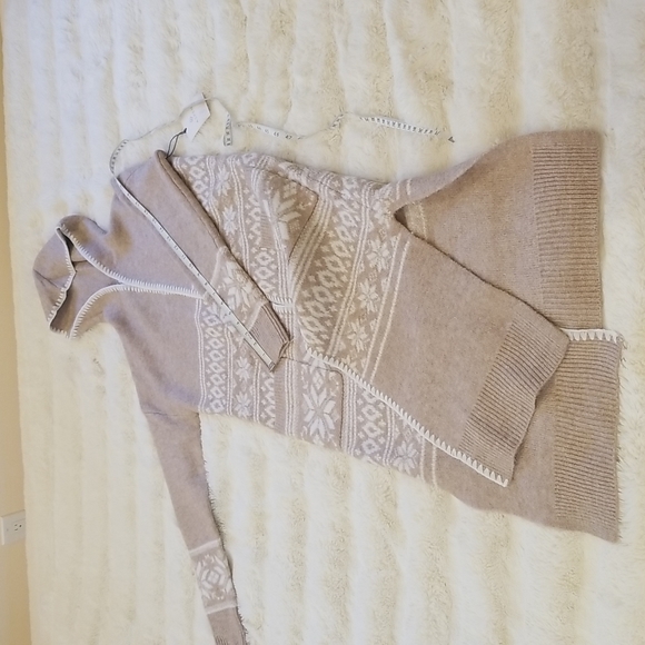 NWT Aspen Cozy Hooded Fairisle Duster Cardigan, size XS, oatmel/white - Picture 12 of 13